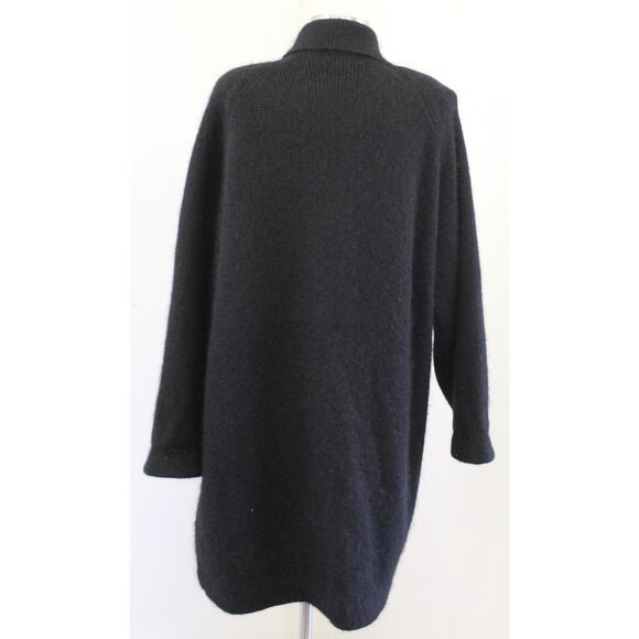 Vtg 90s Black Fuzzy Wool Mohair Blend Coatigan Cardigan Sweater Jacket Size M - Picture 7 of 7